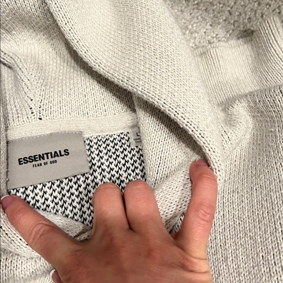 Essentials Light Gray Knit Hoodie - Picture 2 of 3